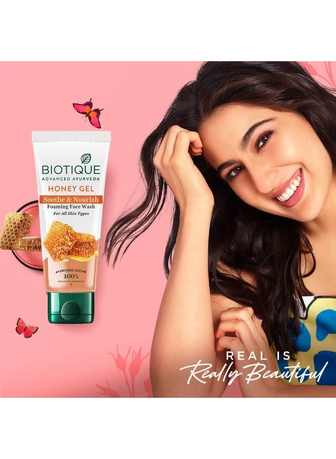 Biotique Honey Gel Soothe & Nourish Foaming Face wash | Soap Free Formula | Reduce Dryness | 100% Botanical Extracts | Suitable for All Skin Types | 150ml - Image 4